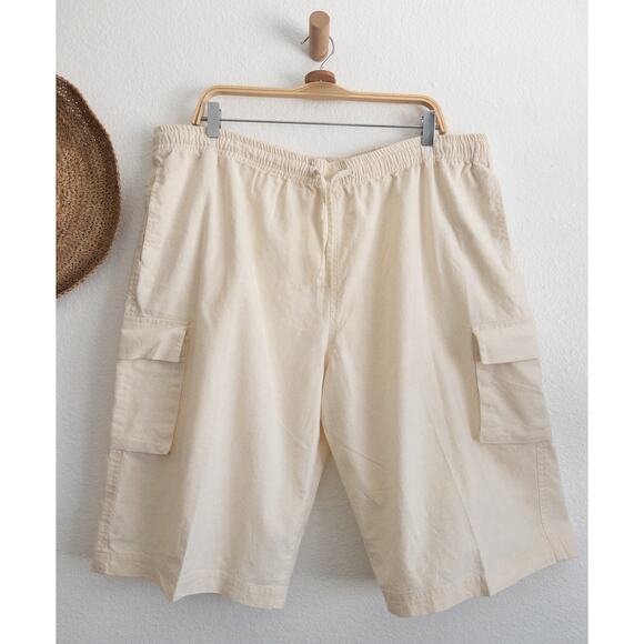 Lakhay's Collection Hemp Cotton Blend Pull On Cargo Shorts Neutral Size Large - Picture 1 of 12